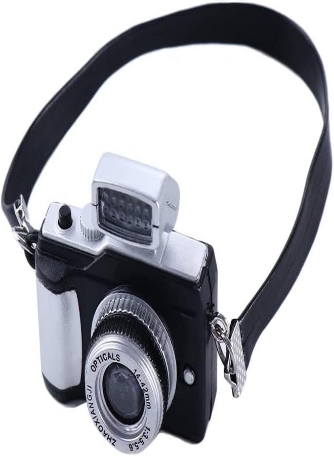 Qintreesify Black Mini Camera for Dolls, Dollhouse Miniature Digital SLR Camera, Vintage Style, Plastic, 1:12 Scale, Retro Theme, Dollhouse Accessory - Image 1
